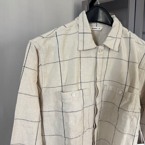 3sixteen Long Sleeve Woven Linen Check Wide Work Shirt XL NEW Beige Button-Up - Picture 3 of 7